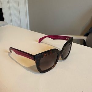 Rag and Bone tortoise shell frame sunglasses with pink arms